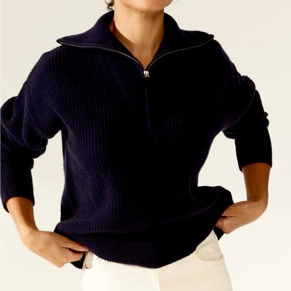 Neiman Marcus 100% Cashmere Collection Ribbed Half Zip Sweater Size Small